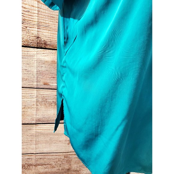 Only Necessities Tops Only Necessities Teal Button Up Tunic Top X